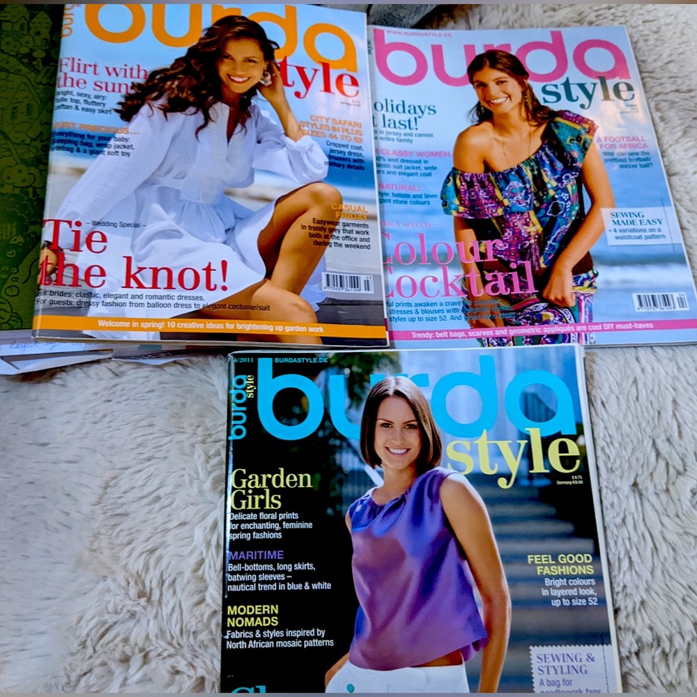 3 BurdaStyle sewing magazines. March 2011, April 2011, April 2010.